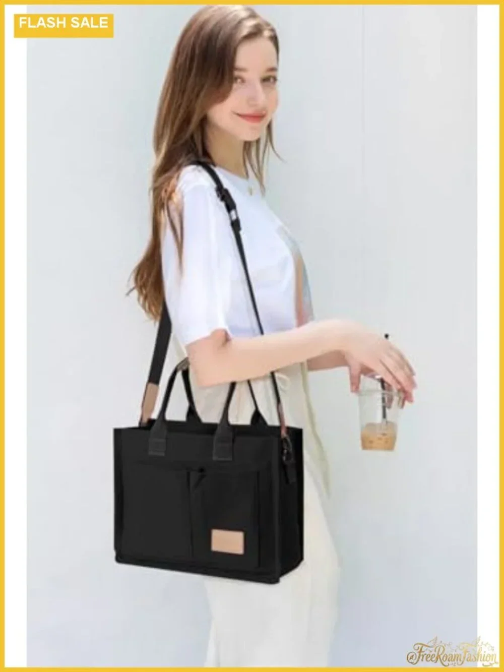 Canvas Tote Bag Women Crossbody Work Purse with Pockets Satchel Handbag Travel